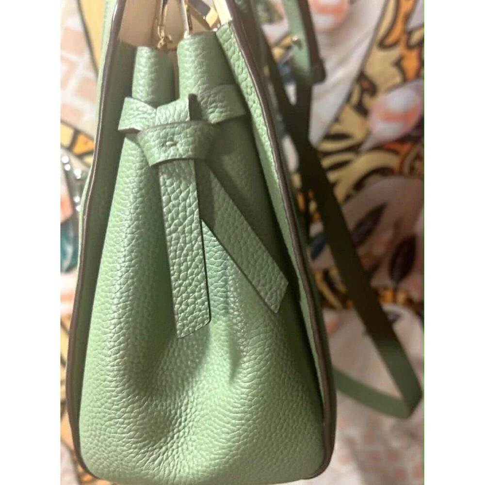 Kate Spade Knott Medium Pebbled Leather Satchel Bag - Romaine Green